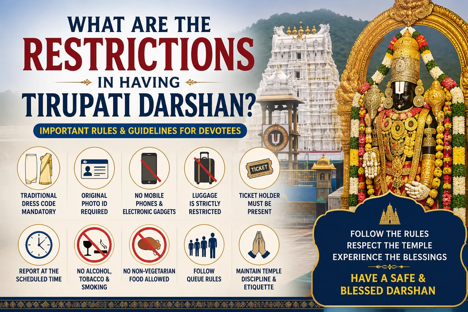 rules and regulation in tirumala darshan