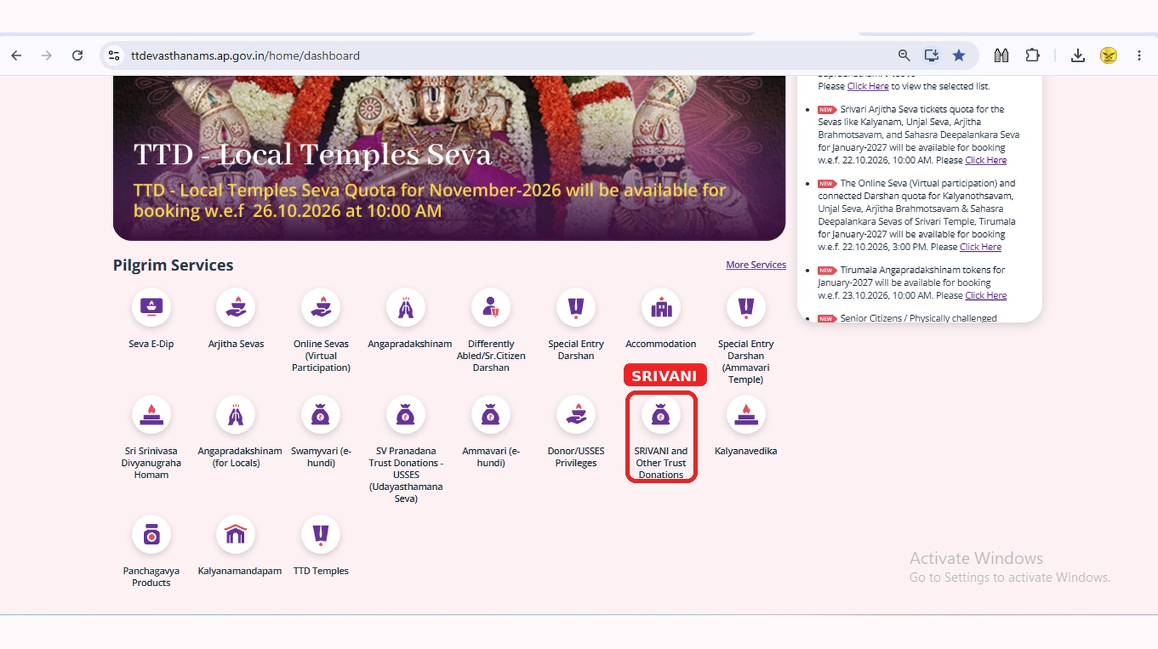 TTD Online Services Portal